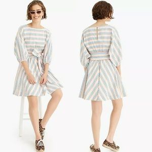 Dolman-Sleeve Mini Dress In Rainbow Seersucker